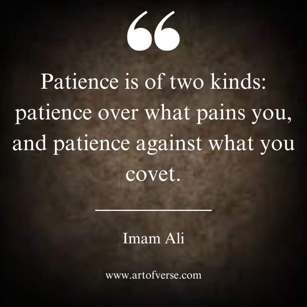 Patience is of two kinds: patience over what pains you